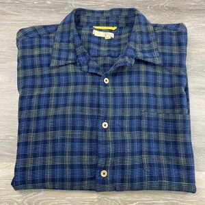 Royal Robbins Shirt Mens XXL Blue Plaid Short Sleeve Button Up Casual Outdoor
